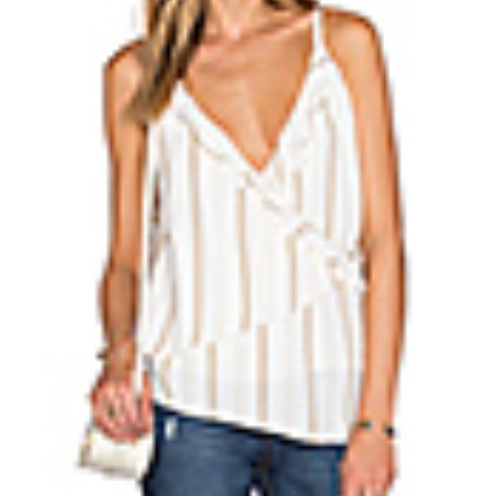 L'Academie Striped Wrap Tank Top